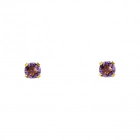 Boucles d oreilles Or Jaune 375 Améthyste 4mm Boucles d oreilles type puces Or Jaune 375 Pierres rondes 4mm diamètre (0,3 ...