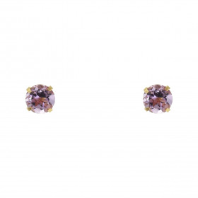 Boucles d oreilles Or Jaune 375 Améthyste 5mm Boucles d oreilles type puces Or Jaune 375 Pierres rondes 5mm diamètre (0,55...