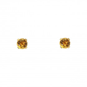 Boucles d oreilles Or Jaune 375 Citrine 4mm Boucles d oreilles type puces Or Jaune 375 Pierres rondes 4mm diamètre (0,3 ca...