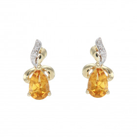 Boucles d oreilles Or Jaune 375 Citrine Poire 6x4mm Diamant Chaque boucle est sertie d une Citrine Poire 6x4mm 2 diamants ...