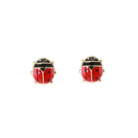  Boucles d oreilles Coccinelles Or Jaune 375/1000 émaillé Dimensions : 5,5x5,5mm 
