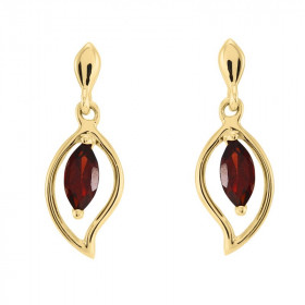 Boucles d oreilles Or jaune 375 Grenat navette 6x3mm Boucles d oreilles pendantes or jaune 375 (9 carats) Grenats navette ...