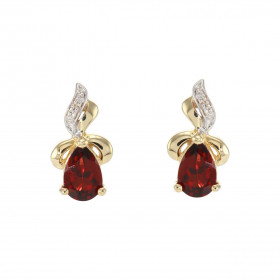 Boucles d oreilles Or Jaune 375 Grenat Poire 6x4mm Diamant Chaque boucle est sertie d un Grenat Poire 6x4mm 2 diamants Les...