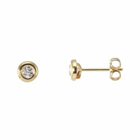  Boucles d oreilles Oxyde zirconium Monture Or Jaune 375/1000 Diamètre du motif Or : 5mm Diametre des Oxydes : 2.5mm 