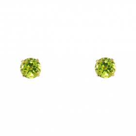 Boucles d'oreilles Or Jaune 375 Péridot 5mm. Boucles d'oreilles type puces en Or Jaune 375. Pierres rondes de 5mm de diamè...