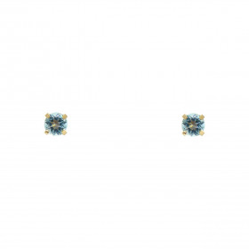 Boucles d oreilles Or Jaune 375 Topaze bleue traitée 3mm Boucles d oreilles type puces Or Jaune 375 Pierres rondes 3mm dia...