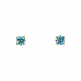 Boucles d oreilles Or Jaune 375 Topaze bleue traitée 4mm Boucles d oreilles type puces Or Jaune 375 Pierres rondes 4mm dia...