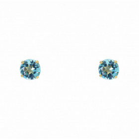 Boucles d oreilles Or Jaune 375 Topaze bleue traitée 5mm Boucles d oreilles type puces Or Jaune 375 Pierres rondes 5mm dia...