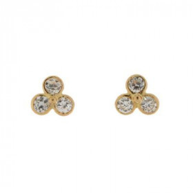 Boucles d oreilles Oxyde zirconium, monture Or Jaune 750/1000 Dimensions : 6x5mm - 3 pierres 2,5mm