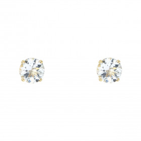 Boucles d'oreilles Or Jaune 750 Aigue Marine 6mm. Boucles d'oreilles type puces en Or Jaune 750. Pierres rondes de 6mm de ...