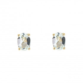 Boucles d'oreilles Or Jaune 750 Aigue Marine Ovale 7x5mm. Boucles d'oreilles type puces en Or Jaune 750. Pierres ovales de...