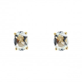 Boucles d'oreilles Or Jaune 750 Aigue Marine Ovale 8x6mm