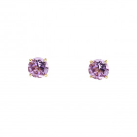 Boucles d oreilles Or Jaune 750 Améthyste 5mm Boucles d oreilles type puces Or Jaune 750 Pierres rondes 5mm diamètre (0,45...
