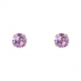 Boucles d'oreilles Or Jaune 750 Améthyste 6mm