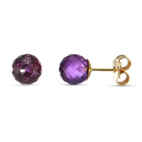  Boucles d oreilles Or Jaune 750 Améthystes Rondes Facettées Pierres rondes facettées 7mm diamètre Système fermeture : pou...