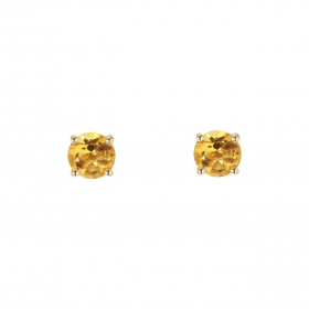 Boucles d'oreilles Or Jaune 750 Citrine 5mm. Boucles d'oreilles type puces en Or Jaune 750. Pierres rondes de 5mm de diamè...