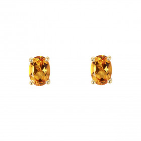 Boucles d'oreilles Or Jaune 750 Citrine Ovale 7x5mm