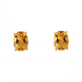 Boucles d oreilles Or Jaune 750 Citrine Ovale 8x6mm Boucles d oreilles type puces Or Jaune 750 Pierres ovales 8x6mm (1.1 c...