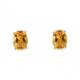 Boucles d'oreilles Or Jaune 750 Citrine Ovale 8x6mm