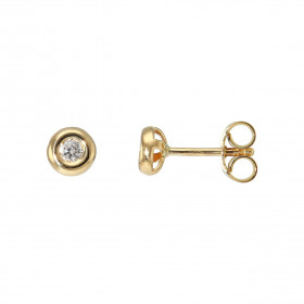 Boucles d&#39;oreilles Or Jaune 750 et Diamants. Poids total des Diamants : 0,10 carat. Qualité des Diamants : G Si. Montu...