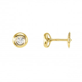 Boucles d&#39;oreilles Or Jaune 750 Diamant 0.17 carat. Boucles d&#39;oreilles type puces en Or jaune 750. Pierres rondes ...