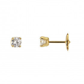 Boucles d&#39;oreilles Or Jaune 750 Diamant 0.60 carat. Boucles d&#39;oreilles type puces en Or jaune 750.Pierres rondes d...