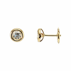  Boucles d oreilles Or Jaune 750 Diamant 0.63 carat Boucles d oreilles type puces Or jaune 750 Pierres rondes 4.5mm diamèt...