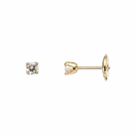 Boucles d&#39;oreilles en Or Jaune 750 (18 carats) serties de deux diamants de 0,13 carat pièce. Diamètre des pierres : 3m...