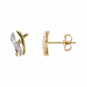  Boucles d oreilles Or Jaune serties 10 Diamants pour un poids total 0,056 carats Dimensions du motif : 11 x 7mm Poids Dia...