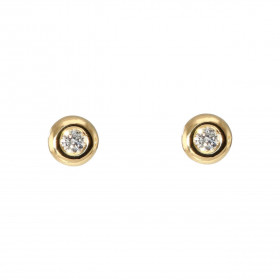 Boucles d&#39;oreilles en or jaune 750 serties de diamants ronds de 2.5mm. Serti à copeaux sur monture pneu. Fermeture par...