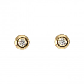  Boucles d oreilles or jaune 750 serties diamants ronds 2.5mm Serti à copeaux sur monture pneu Fermeture par poussettes Di...