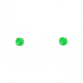 Boucles d&#39;oreilles Or Jaune 750 Emeraude 3mm. Boucles d&#39;oreilles type puces en Emeraude. Pierres rondes de 3mm de ...