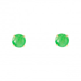 Boucles d oreilles Or Jaune 750 Emeraude 5mm Boucles d oreilles type puces Emeraude Pierres rondes 5mm diamètre (0,6 carat...