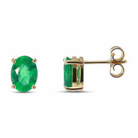  Boucles d oreilles Or Jaune 750 Emeraudes Ovales 8x6mm Boucles d oreilles type puces Or Jaune 750 Pierres ovales 8x6mm (1...