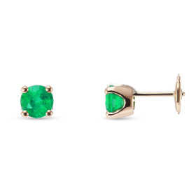  Boucles d oreilles Or Jaune 750 émeraude Emeraudes rondes 5.5mm diamètre (2 x 0,60 carat) Qualité Emeraude : AAA Système ...
