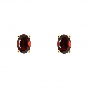 Boucles d'oreilles Or Jaune 750 Grenat Ovale 7x5mm