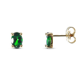 Boucles d oreilles Or Jaune 750 Grenat Tsavorite Ovale 7x5mm Boucles d oreilles type puces Or Jaune 750 Pierres ovales 7x5...