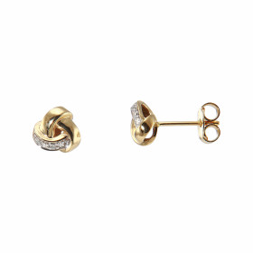 Boucles d oreilles Or Jaune 750/1000 composées d un motif entrelacé serti quatre petits diamants Dimensions boucle : 6x6mm...
