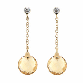 Boucles d oreilles pendantes Citrine Or Jaune 750 Ces magnifiques Citrines taille dôme mesurent 8mm diamètre Une petite ch...