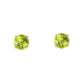 Boucles d oreilles Or Jaune 750 Péridot 6mm Boucles d oreilles type puces Or Jaune 750 Pierres rondes 6mm diamètre (0,8 ca...
