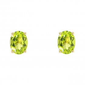 Boucles d'oreilles Or Jaune 750 Péridot Ovale 8x6mm