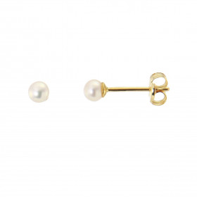 Boucles d'oreilles en Or Jaune 750/1000 et Perles de culture blanches. Forme des perles : ronde. Diametre des perles : 4mm