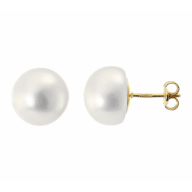 Boucles d oreilles Or Jaune 750/1000 perles blanches Forme des perles : bouton (rond aplatit) Diam&egrave;tre des perles (...