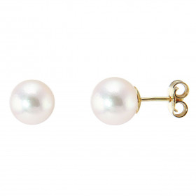 Boucles d'oreilles Or Jaune 750 Perles Akoya 8mm