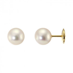  Boucles d oreilles Or jaune 750 perles blanches Akoya Diamètre des perles : 8 à 8,5mm Système fermeture sécurisé ALPA Per...