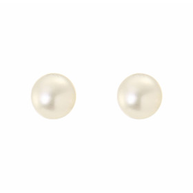  Boucles d oreilles Or Jaune 750/1000 perles blanches Forme des perles : semi-ronde Diamètre des perles (vue face) : 8mm 