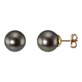  Boucles d oreilles Or Jaune 750 Perles Tahiti 10mm .Diamètre des perles : 10 à 10.5mm .Système fermeture : poussettes 