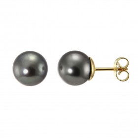 Boucles d'oreilles Or Jaune 750 Perles de Tahiti 8.5mm