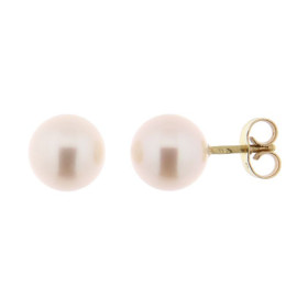 Boucles D'oreilles En Or Jaune 18 Carats (750) Avec Perles De Culture Naturelles - Style Boucle - Neuf
