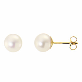Boucles d'oreilles en Or Jaune 750/1000 et perles de culture. Forme des perles : ronde. Diametre des perles (vue de face) ...